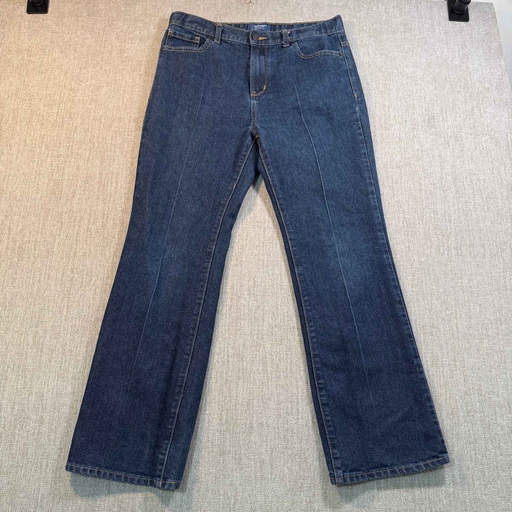 Old Navy Loose Boot-Cut Jeans Dark Wash Denim Blue 32x29 Creased Leg